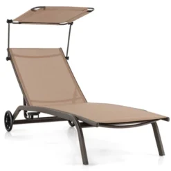 Tangkula 1PC/2PCS Outdoor Chaise Lounge Chair Mobile Tanning Chair W/ 6 Reclining Positions Adjustable Canopy Shade Cup Holder & Wheels -Tangkula GUEST 8499c85c 7ba1 424e 9359 4bf446686369