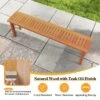 Tangkula Set Of 2 59" Outdoor Wood Bench Patio Dining Bench Backless With Teak Oil Finish & Slat Seat Accent Entryway Bench Farmhouse Bench