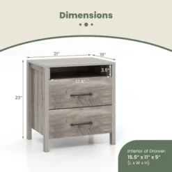 Tangkula 2 PCS Nightstand W/ 2 Drawers Farmhouse Bed Side Table W/ Open Storage Shelf -Tangkula GUEST 84dce4ec eec8 4049 b14f c69a10b85d9a