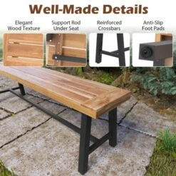 Tangkula 2PCS 63" Acacia Wood Outdoor Bench 3-Person Patio Bench With 800 Lbs Weight Capacity Outdoor Backless Bench With Heavy-Duty Metal Frame 15 Tangkula 2PCS 63" Acacia Wood Outdoor Bench 3-Person Patio Bench With 800 Lbs Weight Capacity Outdoor Backless Bench With Heavy-Duty Metal Frame -Tangkula GUEST 85776da7 635c 4da4 ac23 542593aa4b96 1