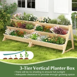 Tangkula 3-Tier Raised Garden Bed Wooden Vertical Planter Box With Storage Shelf 2 Hanging Hooks & 3 Bed Liners -Tangkula GUEST 85beef2f ea1f 4f67 91d4 5043a8839601