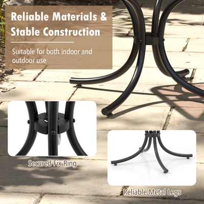 Tangkula Tempered Glass Top Patio Table, 20" Outdoor Side Table W/ Heavy-duty Metal Frame Patio Square End Table For Poolside Backyard 6 Tangkula Tempered Glass Top Patio Table, 20" Outdoor Side Table W/ Heavy-duty Metal Frame Patio Square End Table For Poolside Backyard - Image 4