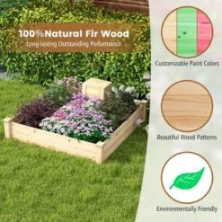 Tangkula Raised Fir Wood Garden Bed 49" X 49" X 10" Open Base Garden Bed W/ Composting Bin -Tangkula GUEST 86604acf d522 4414 b5fe 3c0aeef1feca