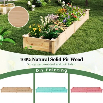 Tangkula Raised Garden Bed Wooden Elevated Planter W/2 Planter Boxes 7 Compartments 7 Tangkula Raised Garden Bed Wooden Elevated Planter W/2 Planter Boxes 7 Compartments - Image 5