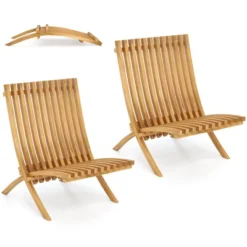 Tangkula 2 PCS Folding Patio Chair Teak Wood Outdoor Lounge Chair W/ Slatted Seat & Backrest -Tangkula GUEST 867eba57 40f4 467e 9c0e 771c37f760d9
