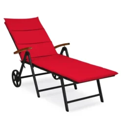 Tangkula Foldable Beach Sling Chair With 7 Adjustable Positions&Cushion Indoor Living Room Chaise Lounge -Tangkula GUEST 86f4a886 1352 4ebb b916 27ead68dc983