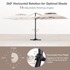 Tangkula Patio 9.5FT Square Cantilever Offset Umbrella Double Vented 360° Heavy Duty -Tangkula GUEST 87492918 7eb1 4b83 8a5c 44bf11b9fdb3