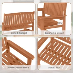 Tangkula 2-Person Patio Loveseat Garden Bench W/Slatted Backrest & Comfortable Armrests -Tangkula GUEST 878d6cd8 7f05 4c63 9780 9b55a8d29d79