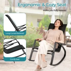 Tangkula 4 PCS Patio Rocking Chairs W/ Ergonomic Backrest Seat Safe Stoppers For Backyard -Tangkula GUEST 87a16b74 b527 479f a810 ba57507a1889