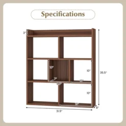 Tangkula 2pcs 7 Cubes Open-back Bookshelf Home Storage Display Shelf Horizontal Wooden Bookcase Free-standing Storage Unit With Anti-Toppling Devices Floor Organizer Rack For Bedroom Study Living Room Walnut / White -Tangkula GUEST 87c738b6 0ee4 49e9 b937 94a93eb2f47e
