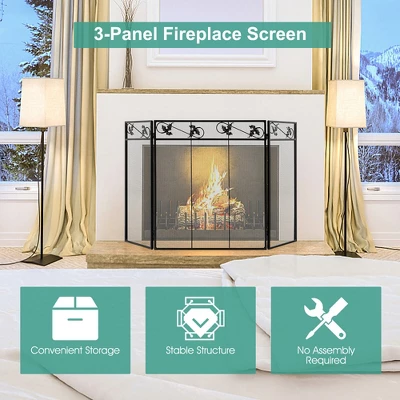 Tangkula 3-Panel Fireplace Screen Decoration Cover Baby Child Pets Safty Folded Fire Doors 6 Tangkula 3-Panel Fireplace Screen Decoration Cover Baby Child Pets Safty Folded Fire Doors - Image 4