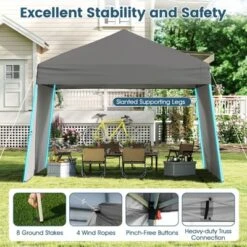 Tangkula 14 X 9.2 FT Pop Up Canopy Tent W/ 2 Convertible Sidewalls To Awning & Stakes -Tangkula GUEST 886f6f2c c99b 419a a5db 7c81fb7d3f99
