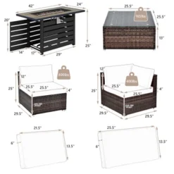 Tangkula 7PCS Patio Rattan Furniture Set 42" Fire Pit Table W/ Cover Cushioned -Tangkula GUEST 8876e387 1dfd 4484 8914 d10e5d433182