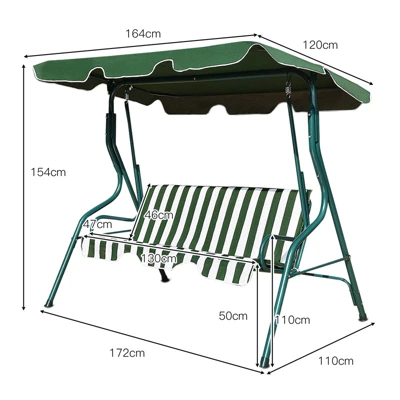 Tangkula 3-Seats Outdoor Glider Hammock With Adjustable Waterproof Canopy Aluminum Frame Patio Swing Chair 5 Tangkula 3-Seats Outdoor Glider Hammock With Adjustable Waterproof Canopy Aluminum Frame Patio Swing Chair - Image 3