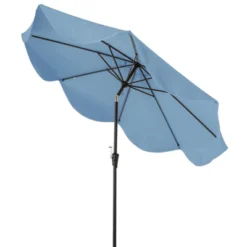 Tangkula 9 FT Patio Umbrella Outdoor Double Top Umbrella With Ruffled Edges Push Button Tilt Crank 8 Ribs Fade-resistant Market Umbrella Beige/Navy -Tangkula GUEST 89ebe5e8 ad82 452b 8b67 777c6bce7386
