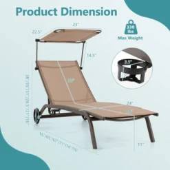Tangkula 1PC/2PCS Outdoor Chaise Lounge Chair Mobile Tanning Chair W/ 6 Reclining Positions Adjustable Canopy Shade Cup Holder & Wheels -Tangkula GUEST 8a37338d 98ae 44f9 889a 045a342c4ee6