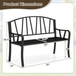 Tangkula 51" Metal Garden Bench Patio Slatted Bench For 2-3 People & Park-Style Loveseat -Tangkula GUEST 8a7aa8af 46ae 419e 8b49 c18859756f78