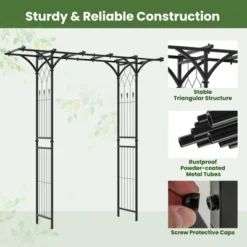 Tobuy Garden Arbor Decorative Metal Garden Arch W/ Trellises For Climbing Plant Vine Rose -Tangkula GUEST 8a82da58 069a 4348 8093 cd4514cdec85