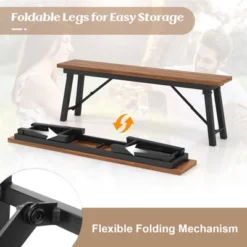 Tangkula Outdoor Folding Bench Set Of 2 55 Inches Long 2-3 Person Acacia Wood Backless Patio Dining Bench -Tangkula GUEST 8ab75f80 507c 4f6c 8639 2012a392f6a9