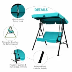 Tangkula Blue Outdoor Swing Canopy Patio Swing Chair 2-Person Canopy Hammock -Tangkula GUEST 8ac0e7a8 1a51 4681 8396 666e4a486f6f
