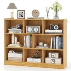 Tangkula Wood Storage Cube Bookcase 3 Tier 8 Cube Open Shelf Storage Cabinet With Anti-Toppling Devices Bookshelf Natural/Burlywood/Oak Grey/White -Tangkula GUEST 8ac75ccf 34da 451c a9e8 2f8b3a68b448