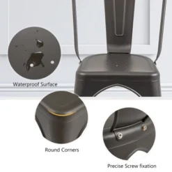 Tangkula Tolix Style Metal Dining Chairs Set Of 4 W/ Removable Backrest For Dining Room -Tangkula GUEST 8af8db19 a95d 46dc 8b33 3909b9fbc916