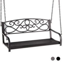 Tangkula Patio Hanging Porch Swing Outdoor 2-Person Metal Swing Bench Chair W/ Chains -Tangkula GUEST 8b0f1898 37e8 492e ac40 9881cb2c0e41