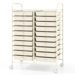 Tangkula 20-Drawer Rolling Storage Cart Art Craft Organizer Cart Mobile Utility Storage Cart With Removable Drawers & Lockable Wheels White -Tangkula GUEST 8b12c404 3edb 4053 b5d9 d07a946a0859