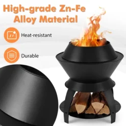 Tangkula 3-in-1 Patio Fire Pit 20" Metal Camping Fire Bowl W/ Pot Holder & Storage Shelf -Tangkula GUEST 8b13be37 b3ce 49d1 ada4 78d4a5d6d0b6