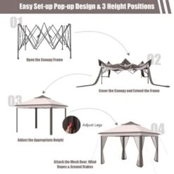 Tangkula 11 X 11 Ft Pop Up Gazebo 2-Tier Patio Canopy Tent Shelter W/ Carrying Bag Beige/Brown -Tangkula GUEST 8bc36142 30df 48e3 a02b 7ec832d3066d