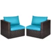 Tangkula 2PCS Rattan Corner Sofa Set Patio Outdoor Furniture Set W/ 4 Blue Cushions -Tangkula GUEST 8bd39905 b30e 4f11 a795 f7183d7b116f 1