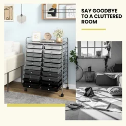 Tangkula Office Rolling Cart 20 Storage Drawers Scrapbook Paper Studio Organizer Gray -Tangkula GUEST 8bd96c19 6ab9 47b4 9c23 6513d805926b