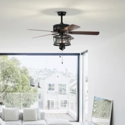 Tangkula 50" Ceiling Fan With Lights Reversible Blades W/ Pull Chain Control Living Room