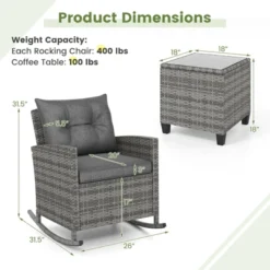 Tangkula Set Of 3 Wicker Rocking Set Patio W/ Tempered Glass Table & Soft Cushions 19 Tangkula Set Of 3 Wicker Rocking Set Patio W/ Tempered Glass Table & Soft Cushions -Tangkula GUEST 8c05f4e8 8224 47c5 a072 c6502b8c9c47