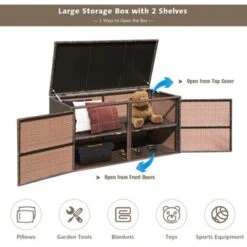 Tangkula Outdoor Rattan Storage Box Patio Wicker Storage Bin Cabinet 88 Gallon Brown -Tangkula GUEST 8c1ba437 203e 4683 ac7a 9ab7b00cd538