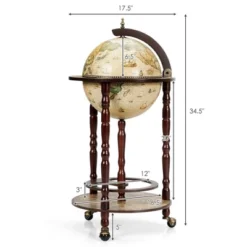 Tangkula 17" Wood Globe Bar Stand 16th Century Italian Rack Drinks Bottle Shelf Cart -Tangkula GUEST 8c3ca0ca ace6 4362 87f0 ab6a37f6418a
