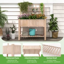 Tangkula Raised Garden Bed With Trellis 48x23x63 Inch Elevated Planter Box With Bed Liner Bottom Storage Shelf -Tangkula GUEST 8c4a1eaf c56a 493b 8b31 625809e0b872