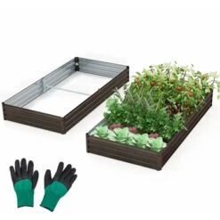 Tangkula Raised Garden Bed 8 X 4 X 1 Ft Metal Planter Box With Middle Reinforced Bracket Rectangular Raised Garden Box -Tangkula GUEST 8cf93015 98ab 472f 90c6 8fda2a7a6039
