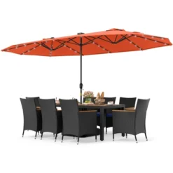 Tangkula 11 PCS Patio Dining Set W/ 15ft Double-Sided Patio Umbrella (Base Included) -Tangkula GUEST 8d059446 e3d8 4880 b077 b51f36b25e69