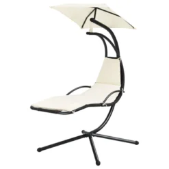 Tangkula Outdoor Hanging Chaise Lounge Chair Floating Chaise Swing Lounger W/Canopy & Cushion -Tangkula GUEST 8d2421b0 5479 4473 a398 dec601859a78