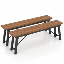 Tangkula Outdoor Folding Bench Set Of 2 55 Inches Long 2-3 Person Acacia Wood Backless Patio Dining Bench -Tangkula GUEST 8d7165c3 8c67 409b a938 11d95e752157