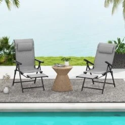 Tangkula Folding Patio Chairs Set Of 4 Lounge Chairs W/ 10-Level Adjustable Backrests -Tangkula GUEST 8dd1d214 8cb0 400a 8588 7006ec211955 1