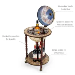 Tangkula 17" Wood Globe Bar Stand 16th Century Italian Rack Drinks Bottle Shelf Cart -Tangkula GUEST 8ddfb350 d85f 4f8a 968b bf556a2eeb22