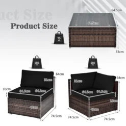 Tangkula 6PCS Wicker Patio Sectional Conversation Furniture Set With Coffee Table & Seat Cushions Navy/Black/Turquoise/Red -Tangkula GUEST 8dec6267 04ee 4628 b02d b1121f4c932a