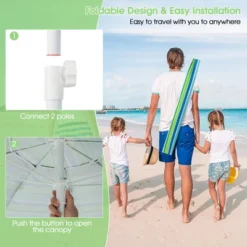 Tangkula 6.5 FT Patio Portable Beach Adjustable Umbrella W/ Folding Table & Sandbag Green -Tangkula GUEST 8e0fb946 cbb0 42ed b741 a2b19f7cb8a6