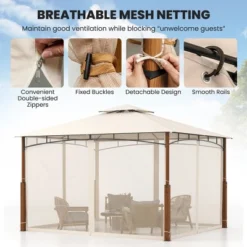 Tangkula 12' X 10' Outdoor Patio Gazebo W/ Netting 2-Tier Canopy Roof Metal Frame -Tangkula GUEST 8e3b55f3 7e6f 44d5 8f93 d96a0814fcf0