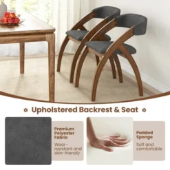 Tangkula Dining Chair Set Of 4 W/ Padded Cushion Curved Back Arched Rubber Wood Legs -Tangkula GUEST 8e603fef 02a3 428c 98f2 08df8065ecf6