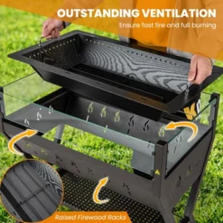 Tangkula Barbecue Charcoal Grills Stainless Steel Camping Grill W/ Wind Guard Seasoning Racks & Storage Shelf -Tangkula GUEST 8e800439 3f37 43b9 a553 51e55d488320