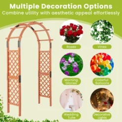 Tangkula 7.7 FT Garden Arch Wooden Arbor Outdoor Wood Trellis For Climbing Plants -Tangkula GUEST 8efbe35e e3cb 40c0 8a15 1cf788d3d579
