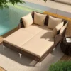 Tangkula Outdoor Daybed W/ Retractable Canopy PE Wicker Rattan Patio Double Chaise Lounger -Tangkula GUEST 8f080dc3 4a72 4224 85e4 02619da5e475